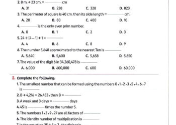 المراجعة النهائية فى الرياضيات لغات MATH للصف الرابع الابتدائي الفصل الدراسي الأول