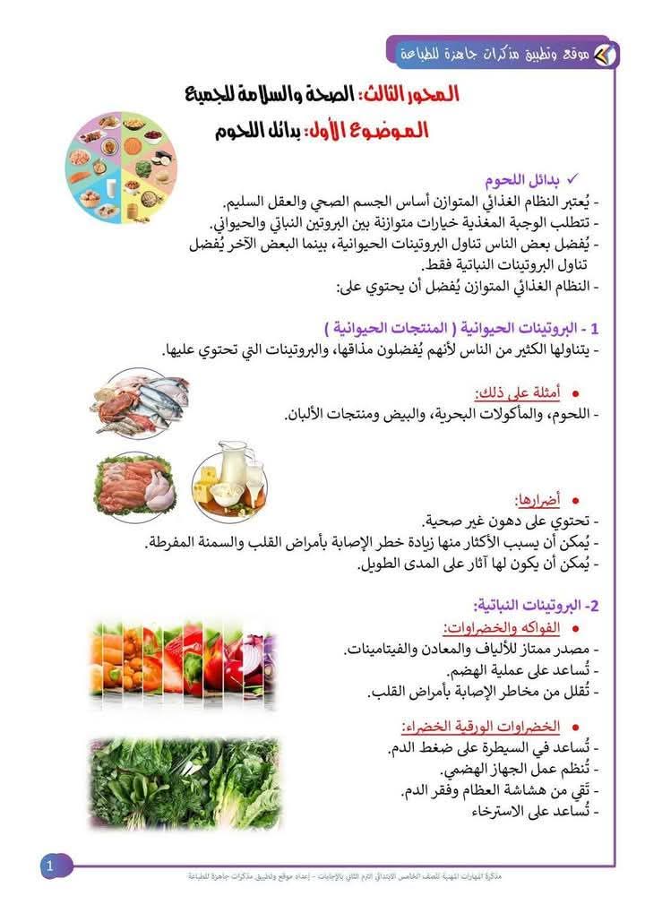 افضل ملزمة مهارات مهنية الصف الخامس الابتدائي الترم الثاني