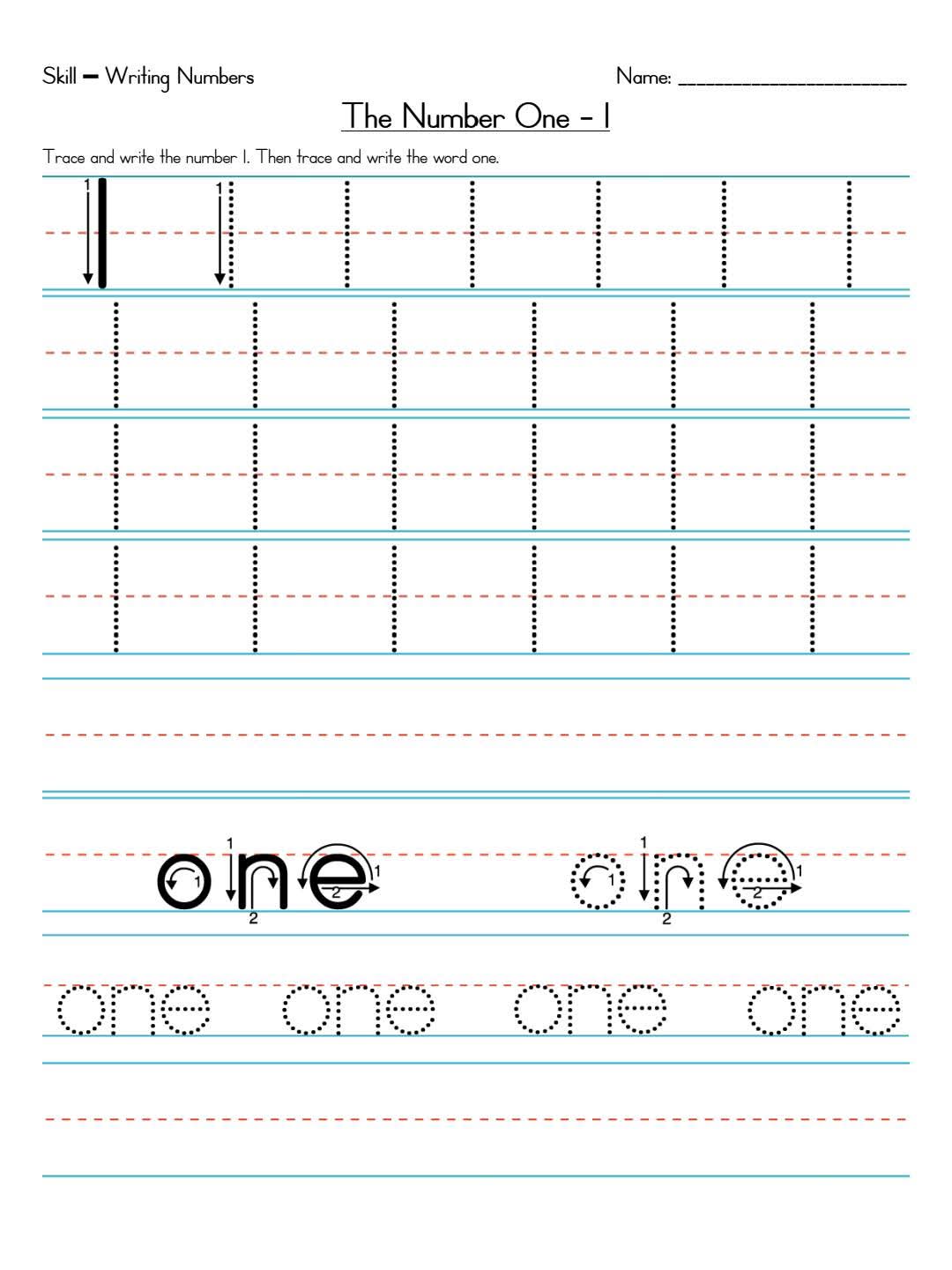 مذكرة تأسيس كتابة الأرقام باللغة الإنجليزية  من 1 الى 100 للأطفال