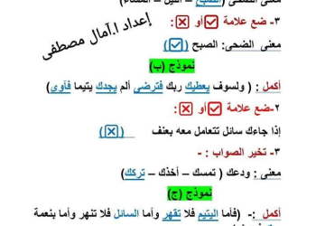 حل التقييمات الاسبوعية في التربية الإسلامية الصف الثاني الابتدائي الترم الثاني 2025
