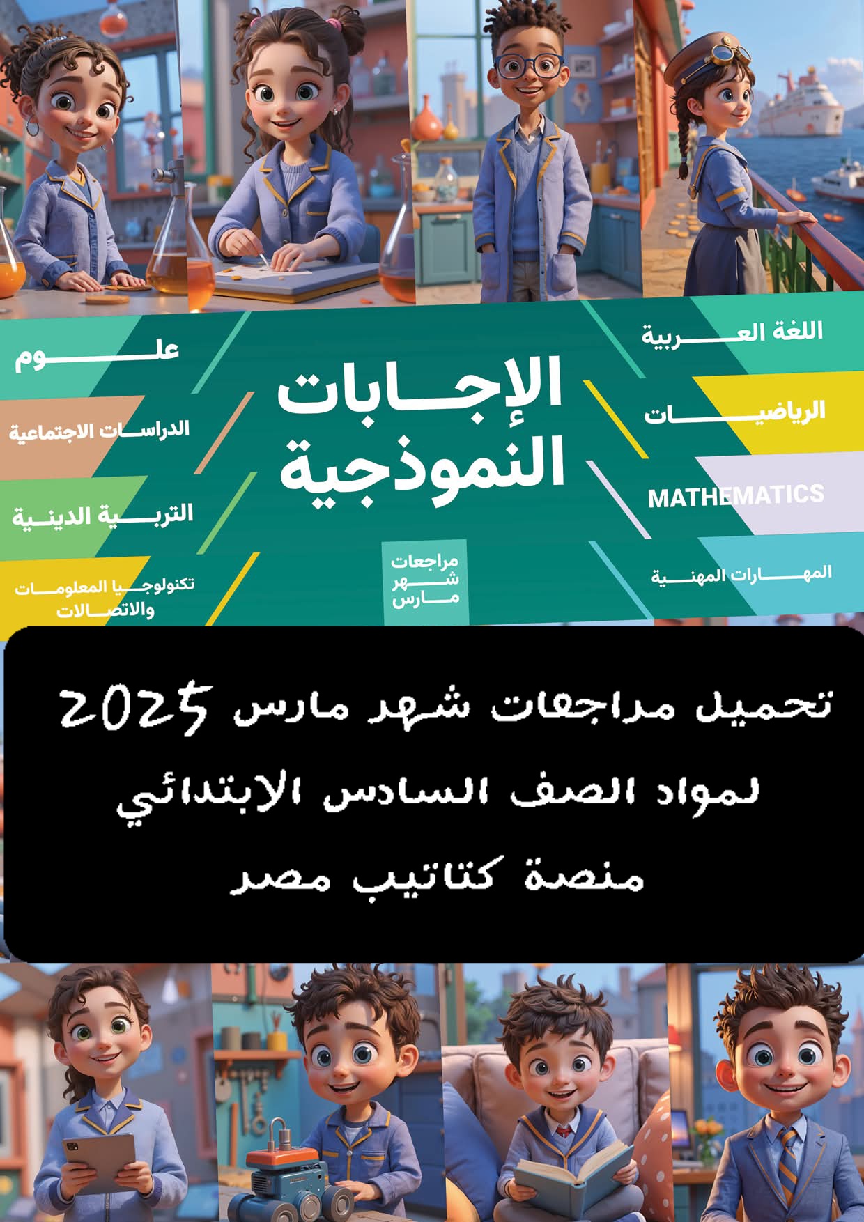 تحميل مراجعات شهر مارس 2025 لمواد الصف السادس الابتدائي