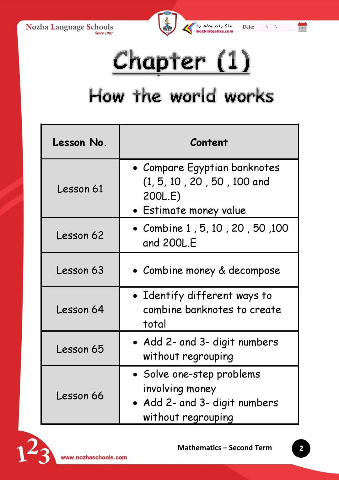 مذكرة الرياضيات لغات Math للصف الثاني الابتدائي الفصل الدراسي الثاني مذكرة الرياضيات لغات Math للصف الثاني الابتدائي الفصل الدراسي الثاني - تحميل مذكرات الماث