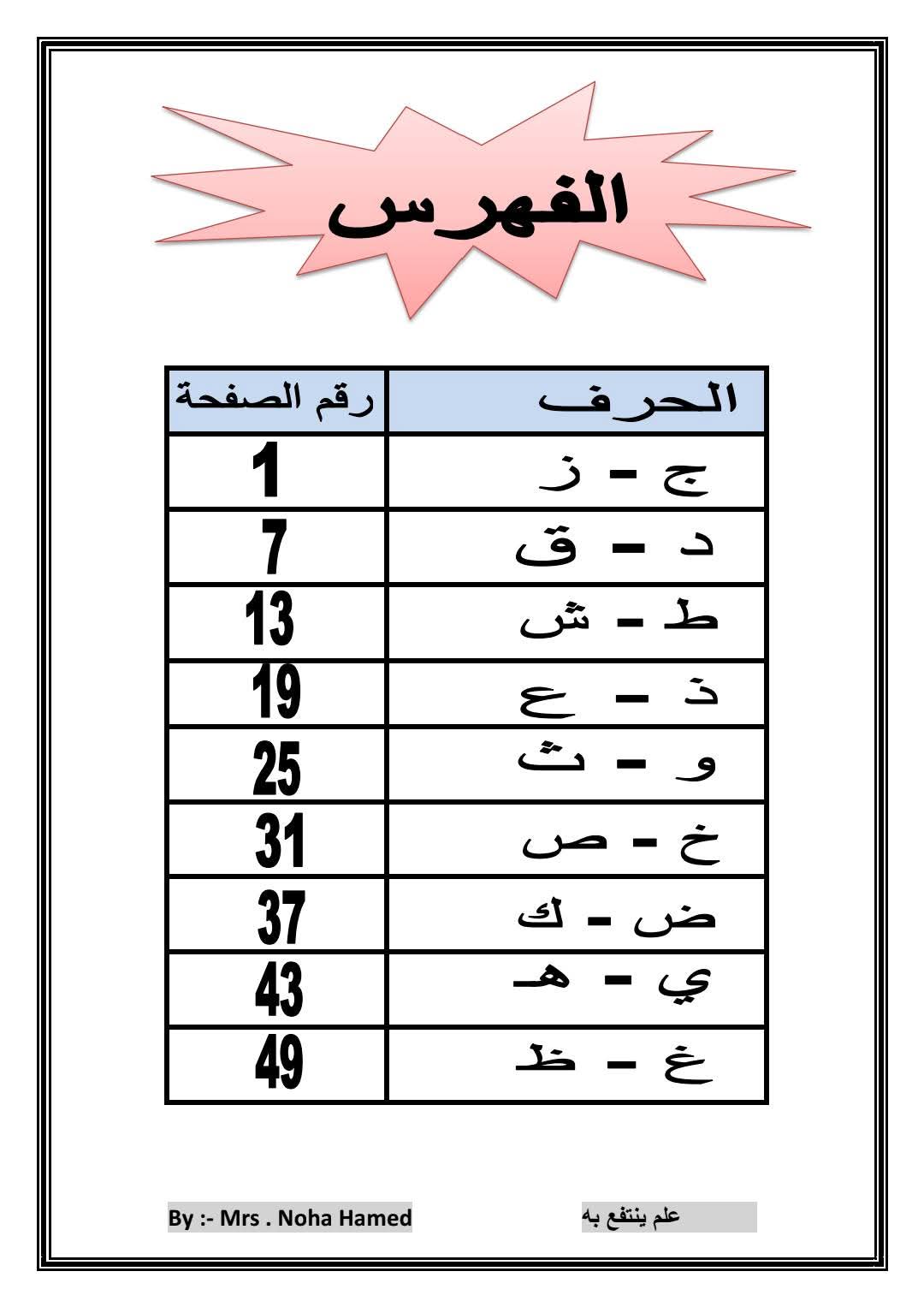 مذكرات اللغة العربية KG1 الفصل الدراسي الثاني