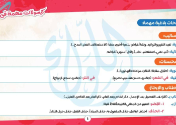 مذكرة اللغة العربية للصف الثالث الثانوي الفصل الدراسي الثاني - تحميل مذكرات اللغة العربية