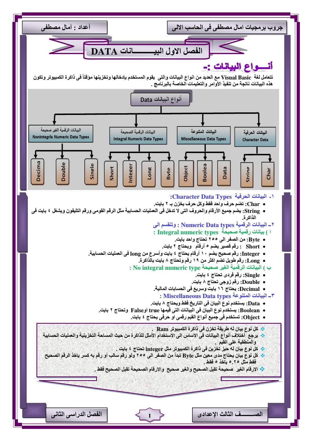 مذكرة مراجعة وتوقعات الحاسب الآلي للصف الثالث الإعدادي الفصل الدراسي الثاني