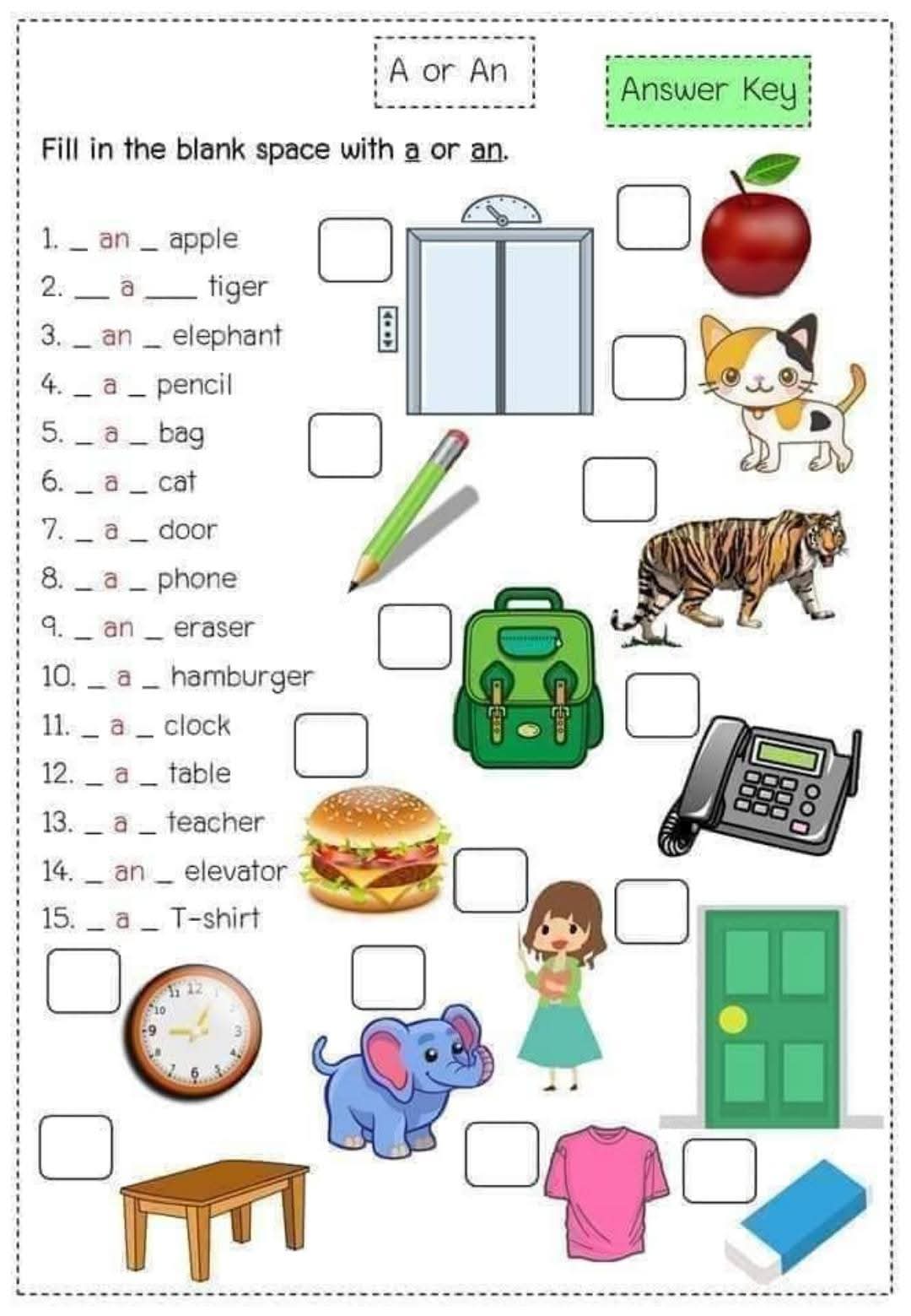شيتات جرامر لغة انجليزية بالاجابات للمرحلة الابتدائية