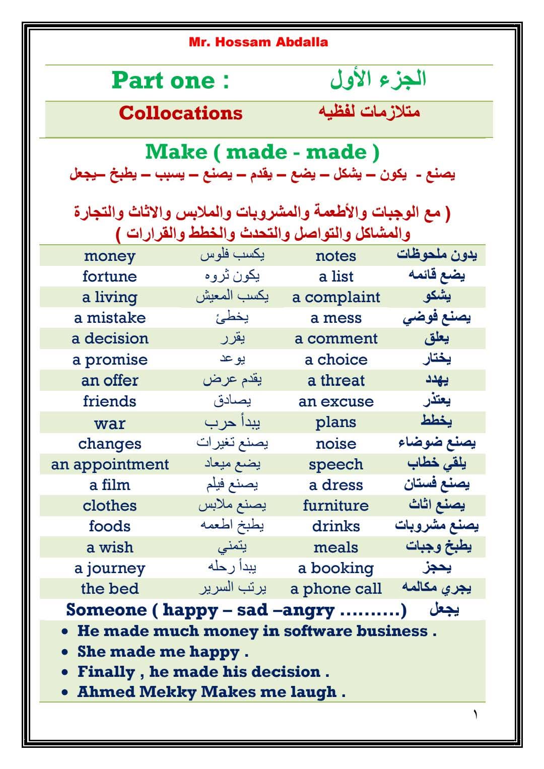 اهم مذكرة تأسيس للمرحلة الاعدادية لطلاب المستوى العالي في اللغة الإنجليزية