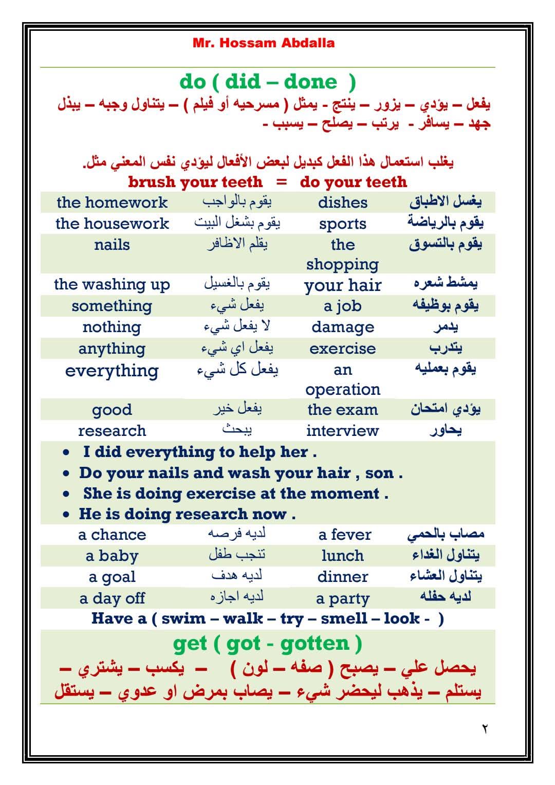 اهم مذكرة تأسيس للمرحلة الاعدادية لطلاب المستوى العالي في اللغة الإنجليزية