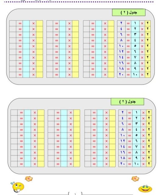 اهم مذكرة كاملة لتأسيس وحفظ جدول الضرب بالتدريبات PDF