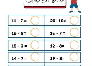 مذكرة الطرح بالاستلاف وبدون لتعليم الحساب للأطفال PDF