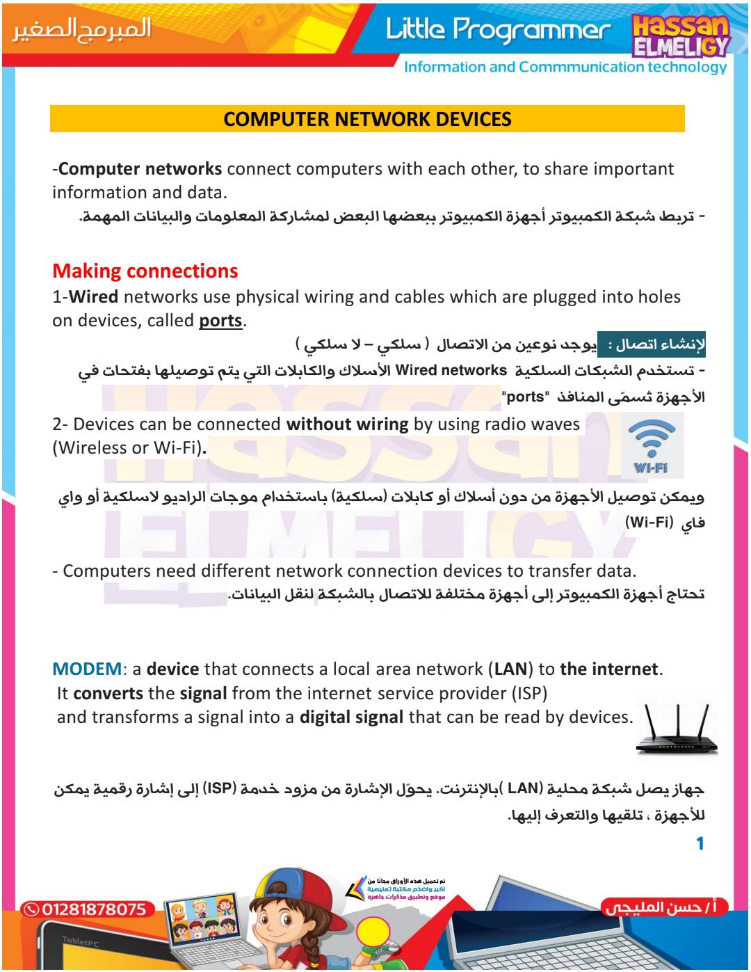 ملزمة مراجعة تكنولوجيا و ICT للصف السادس الابتدائي الترم الاول